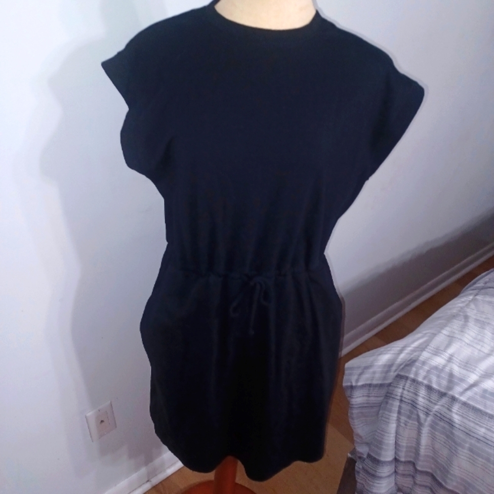 a new day Black Mini Dress with Drawstring Waist